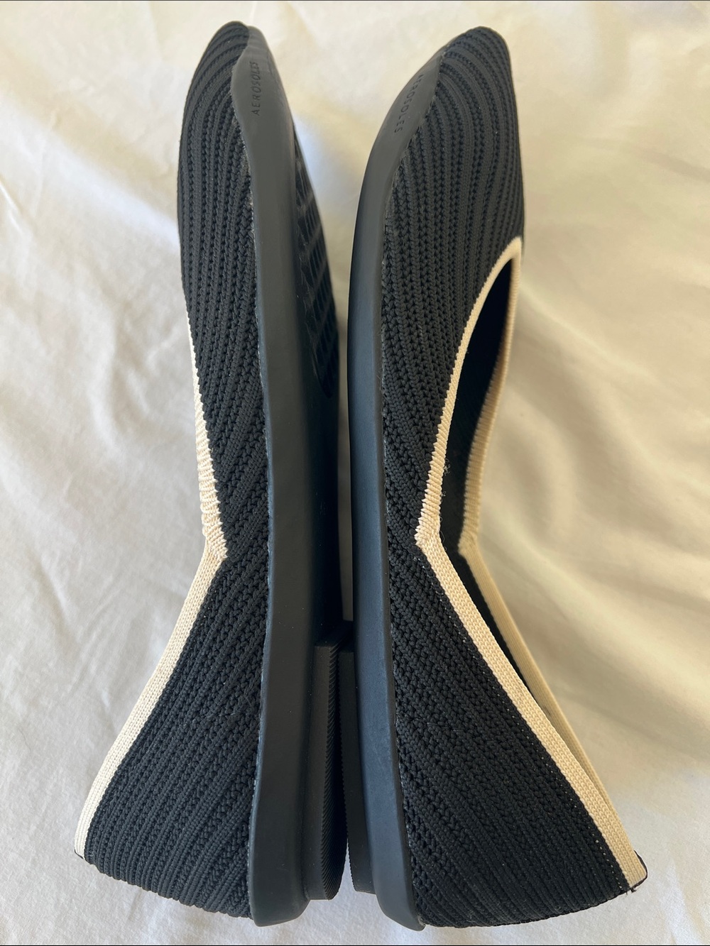 AEROSOLES Black Pointed Knit Flats French Quite Luxury corporate chic coquette - Picture 3 of 4